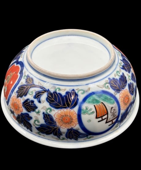 江戸後期 古伊万里 錦手金彩大鉢 鳳凰 唐子 松竹梅草花文図 窓絵 色絵 鉢 取り皿 飾り皿 陶器 時代物 骨董品 アンティーク