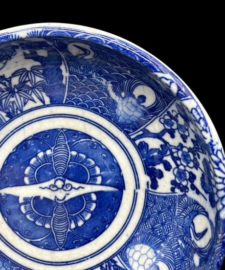 明治期 古伊万里 染付 菓子鉢 印判 松竹梅 鉢 取り皿 飾り皿 和食器 陶器 骨董品 アンティーク