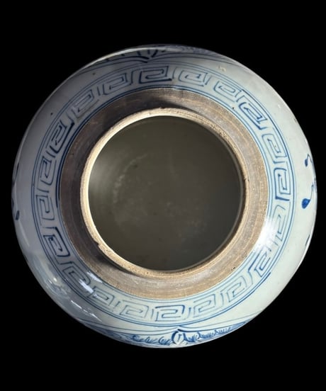 中国磁器 染付 蓋付き壺 青花人物文図 花入れ 花器 丸壺 陶器 中国 古美術 骨董品 アンティーク