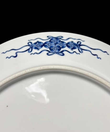 有田焼 華山 網目ブルー 大皿 染付 丸皿 盛り皿 飾皿 古伊万里 和食器 骨董品 アンティーク