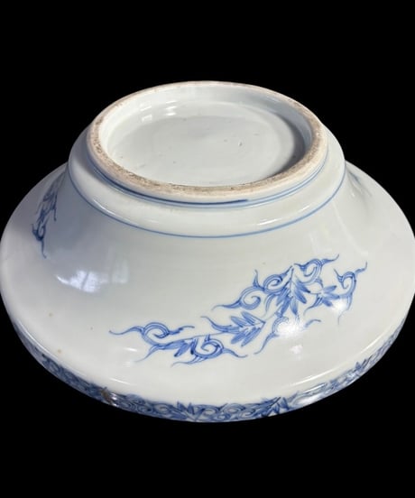 江戸後期 古伊万里 染付 微塵唐草 蓋付き大鉢 盛り鉢 鉢 和食器 陶器 伊万里 時代物 骨董品 アンティーク