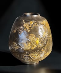 青銅 花瓶 梅鳥図 陶芸 おしどり 花 フラワーベース 壺 花入れ 丸壺 花器 陶器 記念品 古美術 骨董品 アンティーク