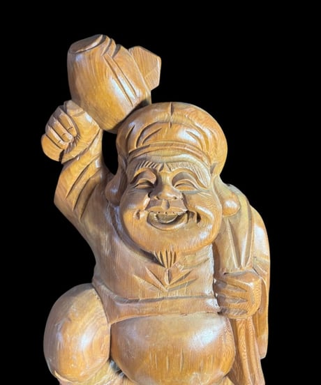 木彫り 大黒天 七福神 木製 大黒様 開運 縁起物 彫刻 仏像 古美術 インテリア 置物 オブジェ 骨董品 アンティーク
