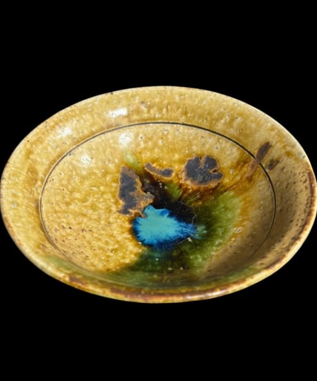 【2客セット】 明治期 黄瀬戸 織部 釉薬 菓子器 小鉢 茶道具 和食器 陶芸 時代物 骨董品 アンティーク