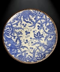 古伊万里 印判皿 染付 鳳凰唐草文図 イゲ皿 丸皿 平皿 取り皿 盛り皿 飾皿 時代物 骨董品 アンティーク