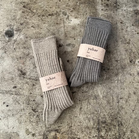 【yahae kan】Organic Cotton Blended Yak Ribbed Socks
