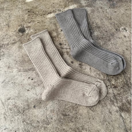 【yahae kan】Organic Cotton Blended Yak Ribbed Socks