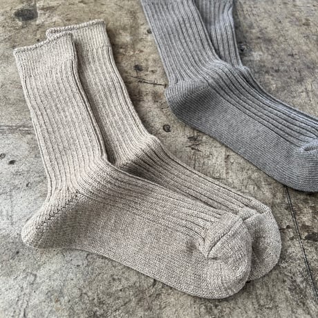 【yahae kan】Organic Cotton Blended Yak Ribbed Socks