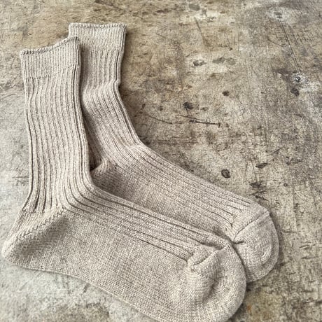 【yahae kan】Organic Cotton Blended Yak Ribbed Socks