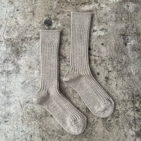 【yahae kan】Organic Cotton Blended Yak Ribbed Socks