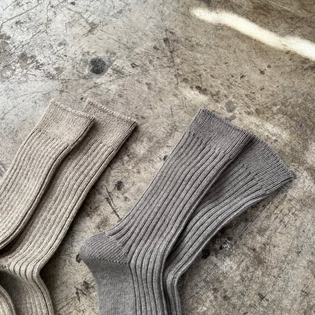 【yahae kan】Organic Cotton Blended Yak Ribbed Socks