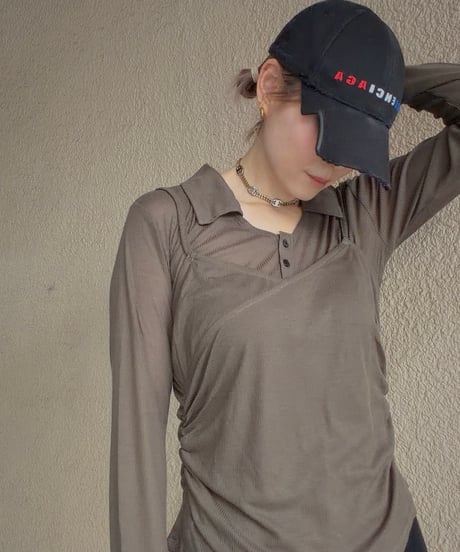 lacecuffs polo＋camiSET