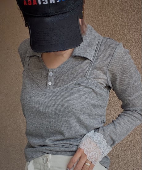 lacecuffs polo＋camiSET