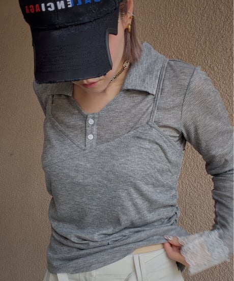 lacecuffs polo＋camiSET