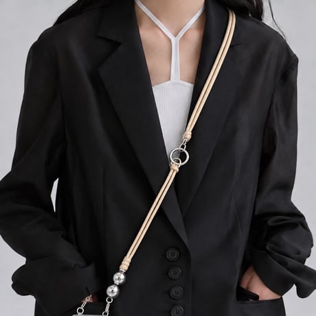 【NEW】2way strap 【silver beads・Ivory】