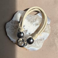 Two Hand strap 【silver beads・Ivory】