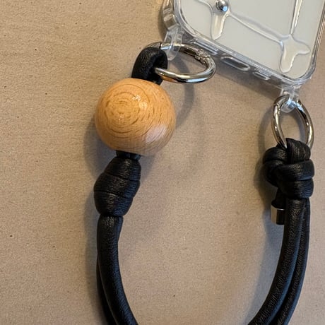 wood beads strap【Natural】Black