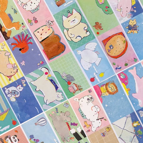 +ponpoconnn ANIMAL TAXIS オリジナルロールふせん 全6種 【各柄5個まで】