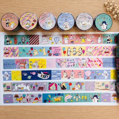 +ponpoconnn ANIMAL TAXIS オリジナルマスキングテープ 全6種【各柄5個まで】