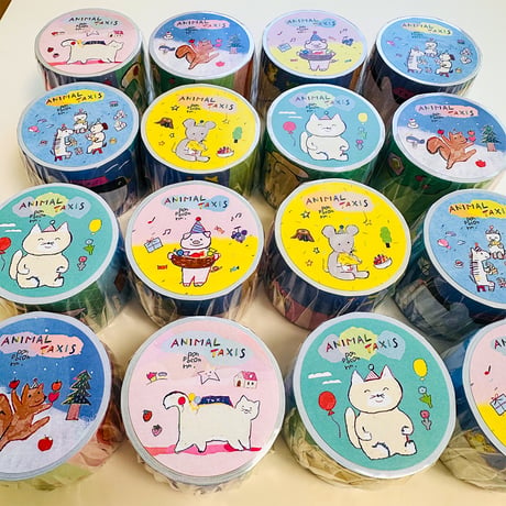 +ponpoconnn ANIMAL TAXIS オリジナルロールふせん 全6種 【各柄5個まで】