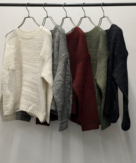【R2603-SDN1075】 Sheer panel knit sweater（1741179）