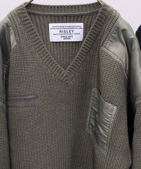 【R2603-MVN1074】 Military V-neck sweater (1741168 )