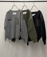 【R2603-MVN1074】 Military V-neck sweater (1741168 )