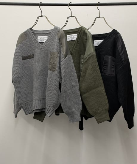 【R2603-MVN1074】 Military V-neck sweater (1741168 )