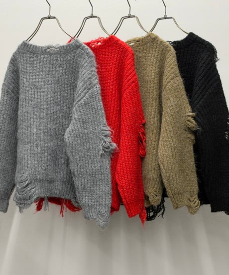 【R2603-DMN1078】  Distressed sweater (1741180）