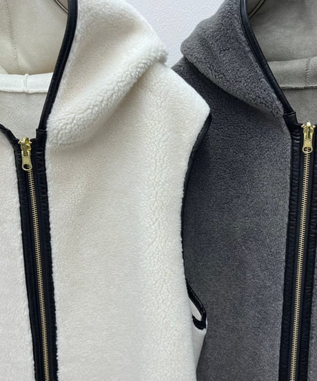 【R2603-RBV986】 Reversible boa bicolor vest（1680065）