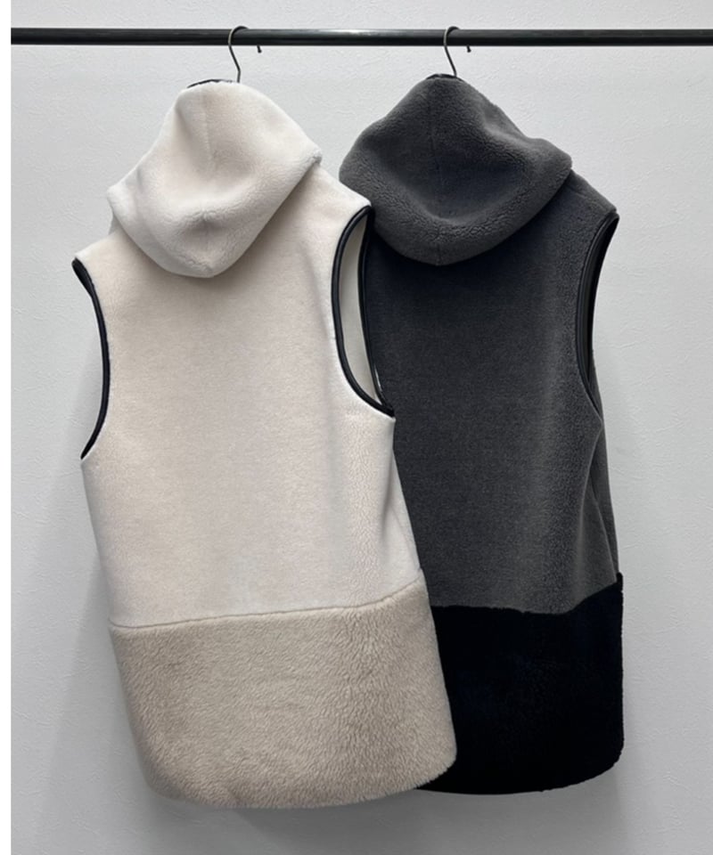 R2603-RBV986】 Reversible boa bicolor vest（1680