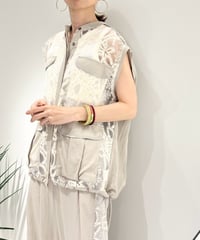【R2603-NRJ1052】 Sleeveless lace jacket (1741136）