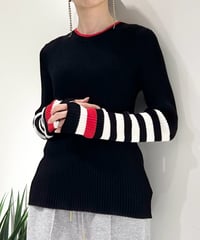 【R2603-BRN1042】 Colorblock ribbed sweater (1741131）