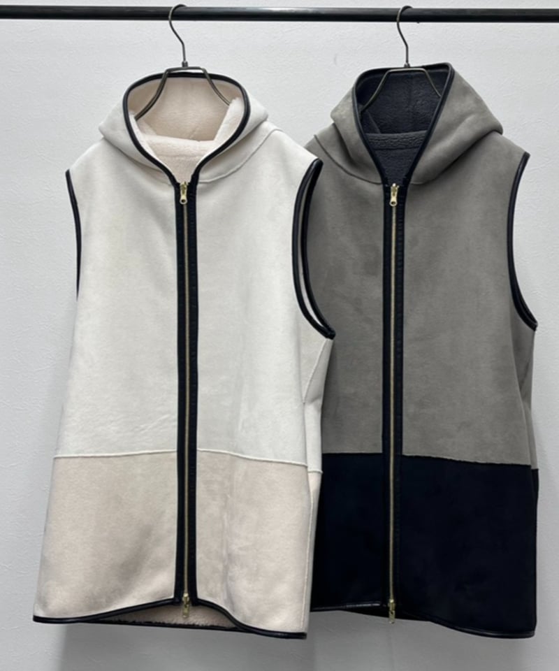 R2603-RBV986】 Reversible boa bicolor vest（1680