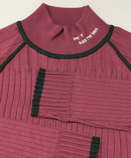 【R2603-ESN1099】 Embroidered collar ribbed sweater (1741184）