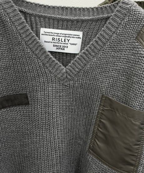 【R2603-MVN1074】 Military V-neck sweater (1741168 )