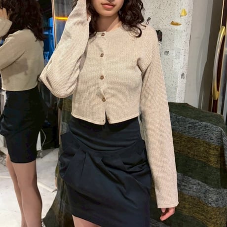beige long sleeve knit cardigan