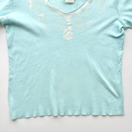agnes b. blue lace printed tops