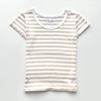 agnes b. beige×white striped T-shirts