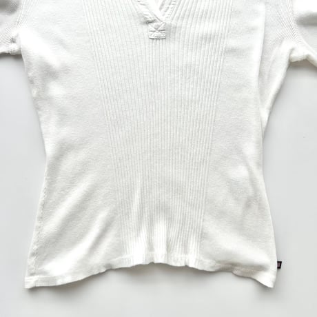Ralph Lauren white open collar rib shirt