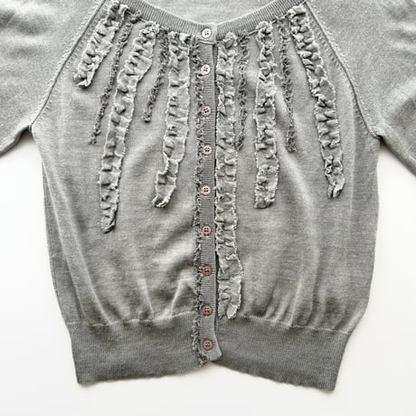 gray frill designed cardigan