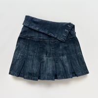 made in Italy / waist designed denim pleats skirt