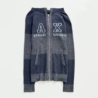 ARMANI logo cotton full zip hoodie