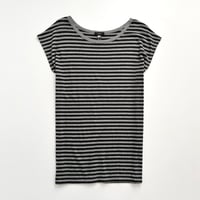 gray×black striped tunic T-shirts
