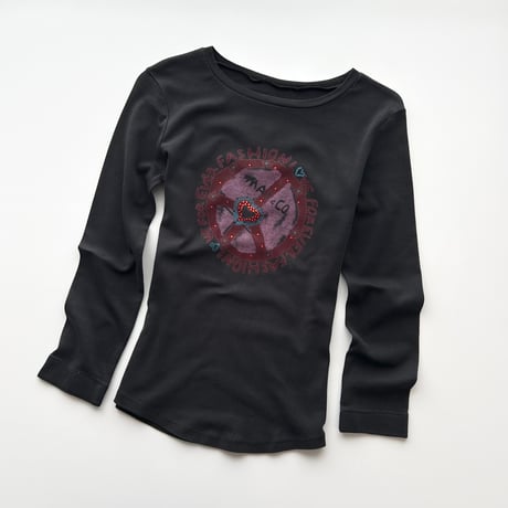 black rhinestone printed long sleeves