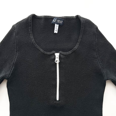 ARMANI half zip compact knit tops