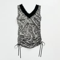 lace printed shirring tunic