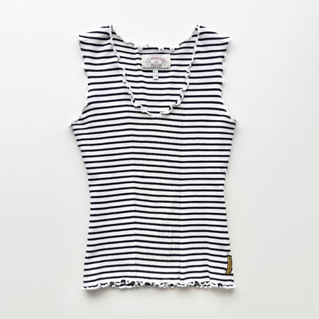 ARMANI striped frill rib tank top