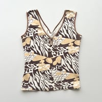 multi color printed button tank top