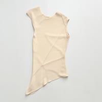 beige asymmetry rib knit vest